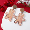 Acrylic Geometric Christmas Earrings With Printing Fashion Creative Cute Jewelry For Women
