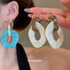 Acrylic Geometric Irregular Oval Women's Earrings With Electroplating Highend Style