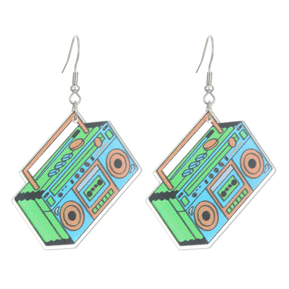 Acrylic Geometric Retro Nostalgic Radio Series Electroplated Earrings For Women