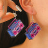 Acrylic Geometric Retro Nostalgic Radio Series Electroplated Earrings For Women
