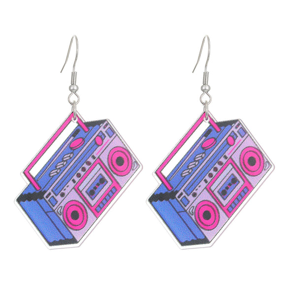 Acrylic Geometric Retro Nostalgic Radio Series Electroplated Earrings For Women