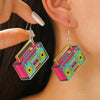 Acrylic Geometric Retro Nostalgic Radio Series Electroplated Earrings For Women