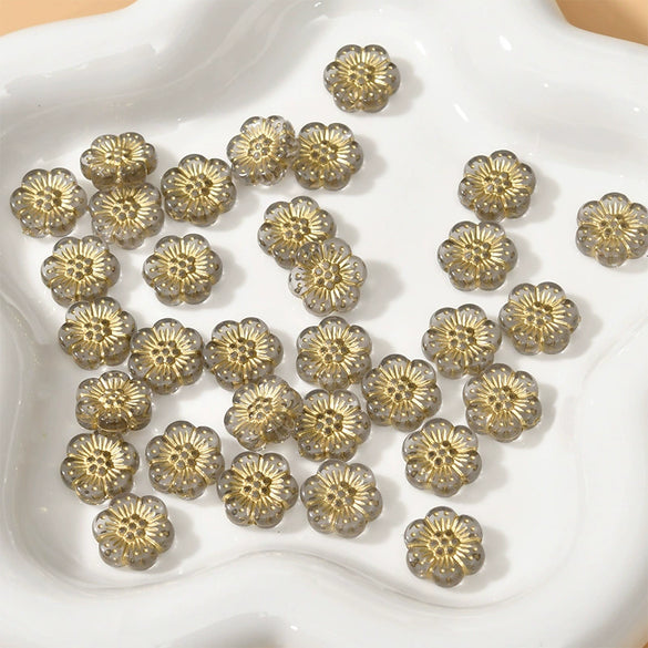 Acrylic Gold Edge Bronzing Flower Jewelry Accessories