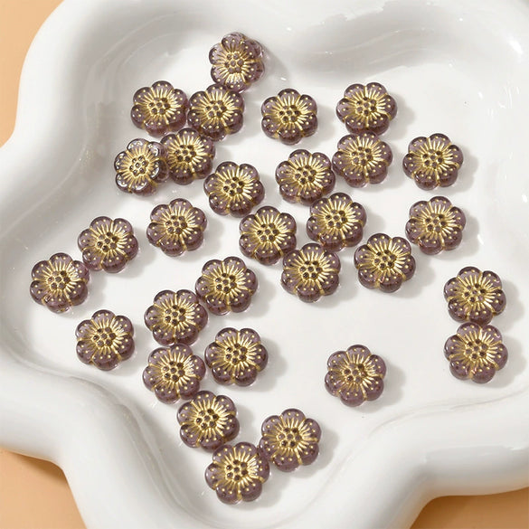 Acrylic Gold Edge Bronzing Flower Jewelry Accessories