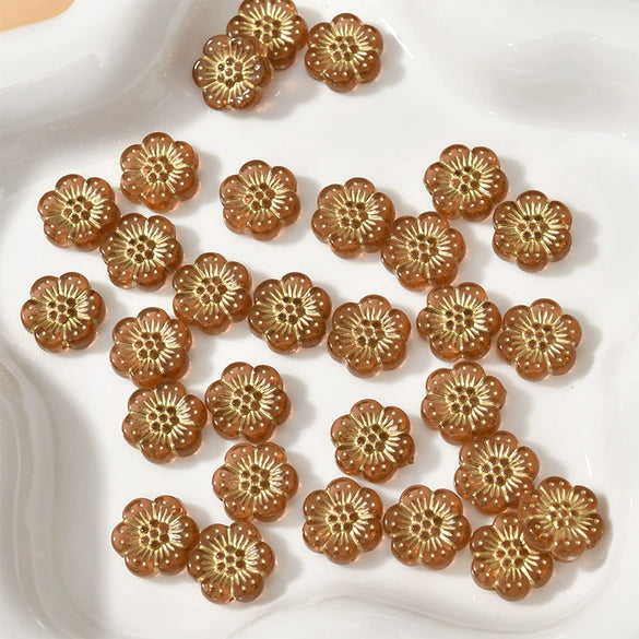 Acrylic Gold Edge Bronzing Flower Jewelry Accessories