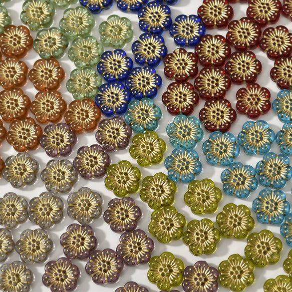 Acrylic Gold Edge Bronzing Flower Jewelry Accessories