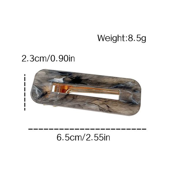Acrylic Hairpin Square Water Drop Edge Clip With Marble Texture Handmade Women's Hair Accessories