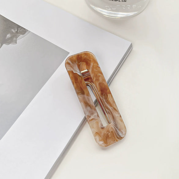 Acrylic Hairpin Square Water Drop Edge Clip With Marble Texture Handmade Women's Hair Accessories