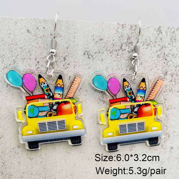 Acrylic Handmade Animal Geometric Cartoon Character Earrings For Women Book Lovers