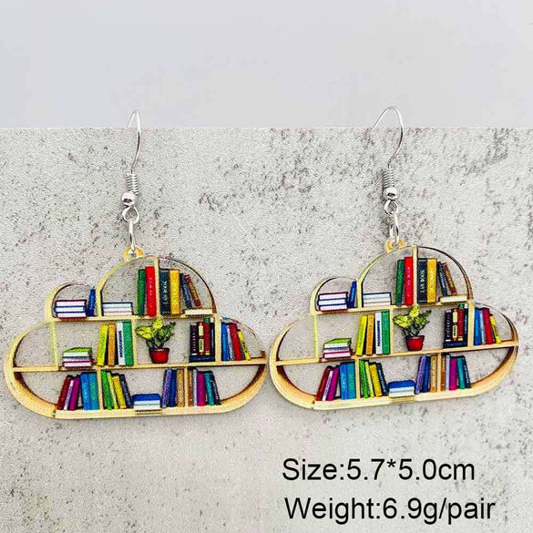 Acrylic Handmade Animal Geometric Cartoon Character Earrings For Women Book Lovers