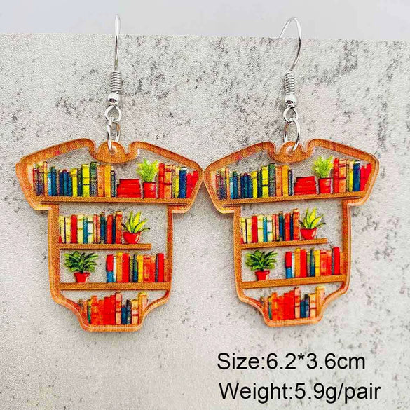 Acrylic Handmade Animal Geometric Cartoon Character Earrings For Women Book Lovers