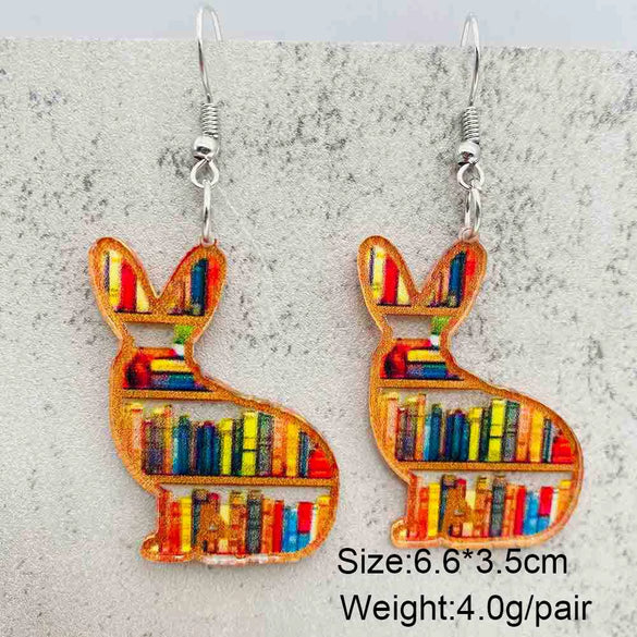 Acrylic Handmade Animal Geometric Cartoon Character Earrings For Women Book Lovers