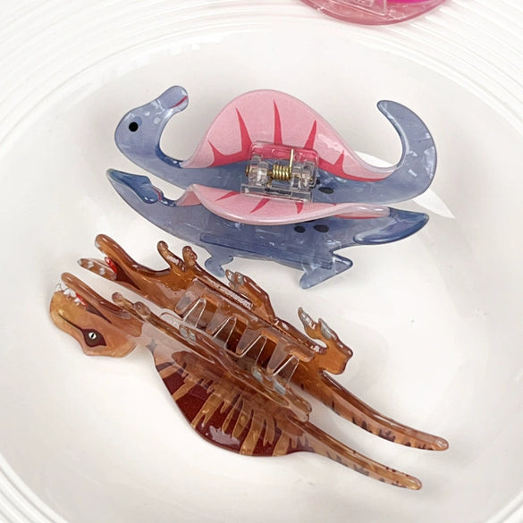 Acrylic Handmade Animal Style Dinosaur Lizard Shark Hair Grab Clip For Women