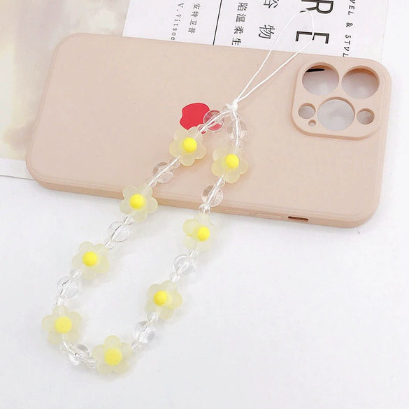 Acrylic Handmade Flower Beaded Mobile Phone Chain Jewelry Accessories Antilost Rope