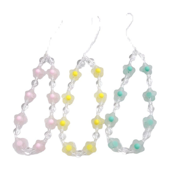 Acrylic Handmade Flower Beaded Mobile Phone Chain Jewelry Accessories Antilost Rope
