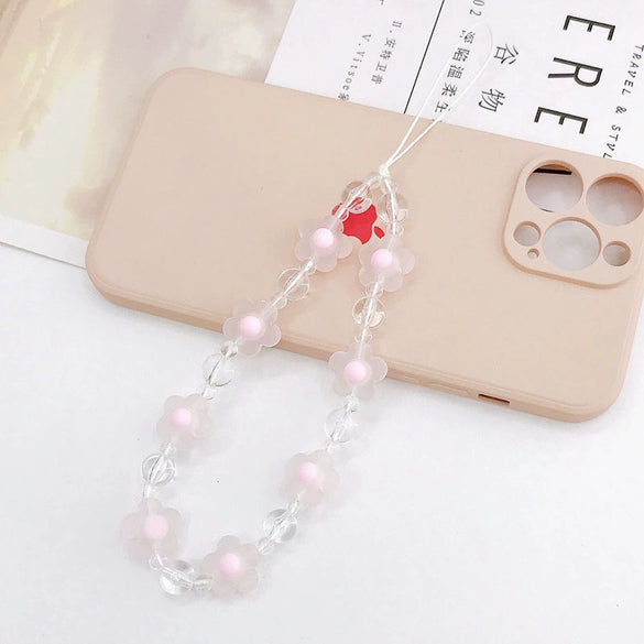 Acrylic Handmade Flower Beaded Mobile Phone Chain Jewelry Accessories Antilost Rope