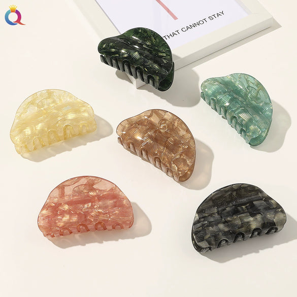 Acrylic Handmade Geometric Sequined Marble Pattern Women's Hair Clip