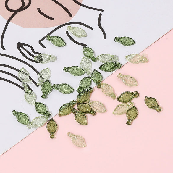 Acrylic Handmade Jewelry Accessories Tree Leaves Shaped Beaded Necklace Bracelet Earrings Loose Beads