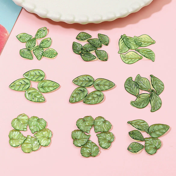 Acrylic Handmade Jewelry Accessories Tree Leaves Shaped Beaded Necklace Bracelet Earrings Loose Beads