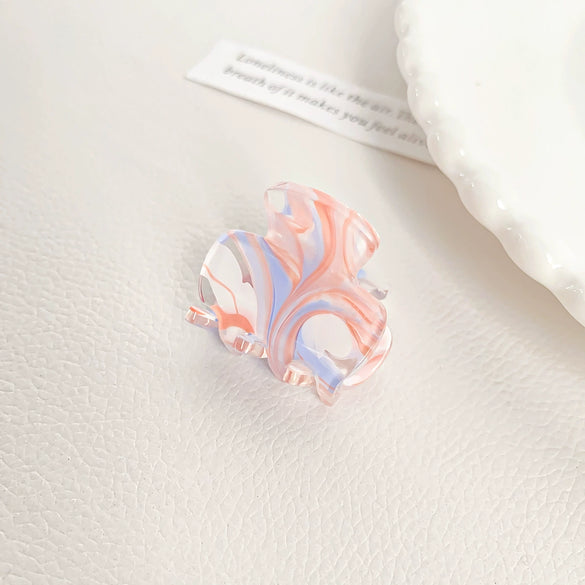 Acrylic Handmade Small Grab Hair Clip Natural Style Blocks Design