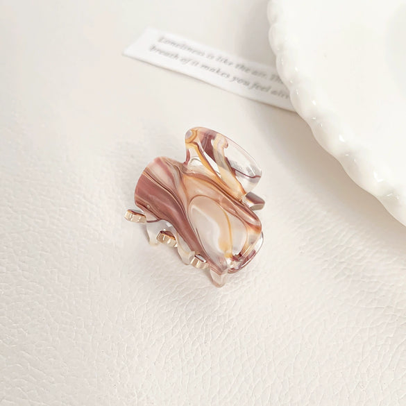 Acrylic Handmade Small Grab Hair Clip Natural Style Blocks Design