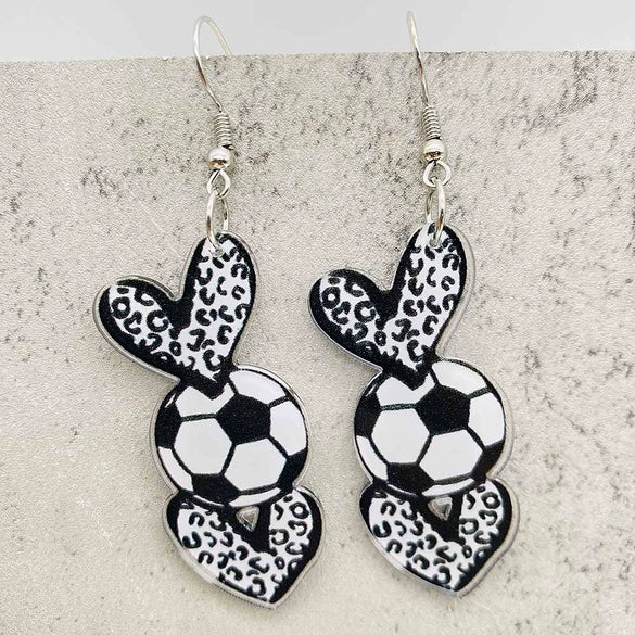 Acrylic Handmade Sports Earrings With Leopard Print Football Basketball Heart Cartoon Characters Ushape Geometric Letters Numbers Text Patterns For Women