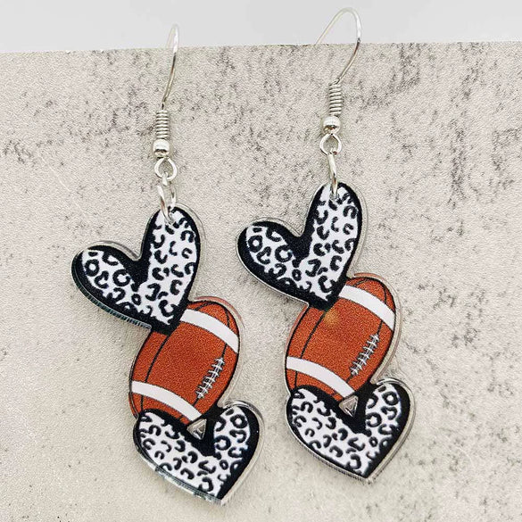 Acrylic Handmade Sports Earrings With Leopard Print Football Basketball Heart Cartoon Characters Ushape Geometric Letters Numbers Text Patterns For Women