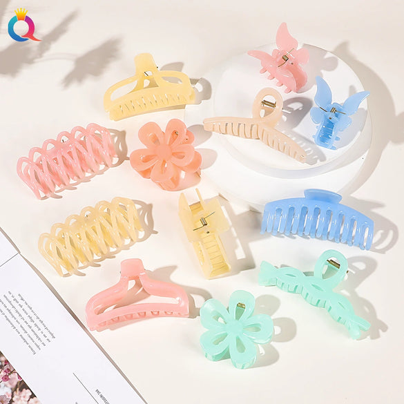 Acrylic Handmade Square Hair Grip Ball Head Shark Clip Women's Hair Accessories