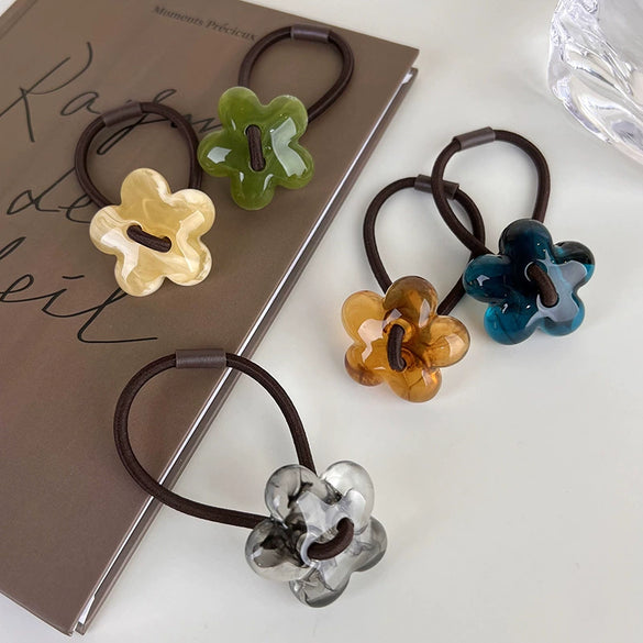 Acrylic Handmade Textured Ink Flower Hair Band For Women