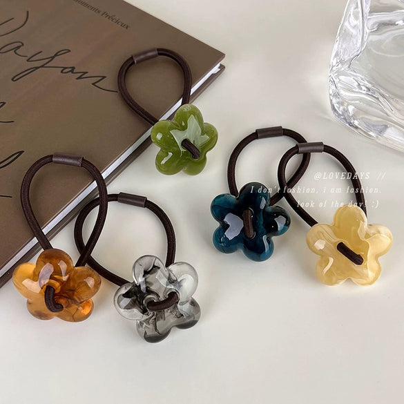 Acrylic Handmade Textured Ink Flower Hair Band For Women