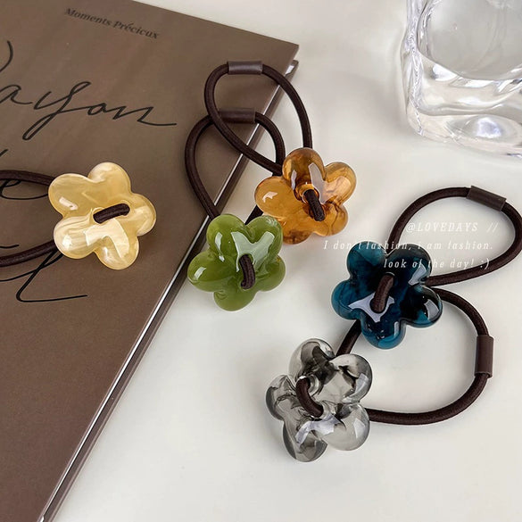 Acrylic Handmade Textured Ink Flower Hair Band For Women