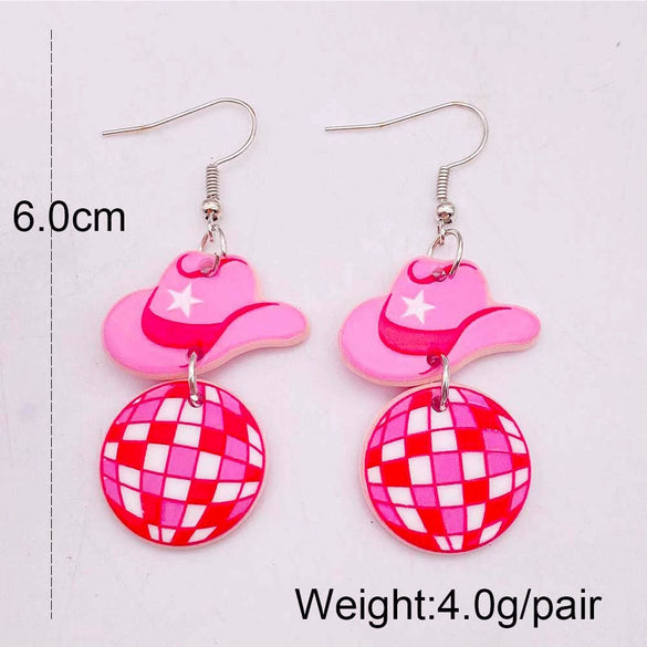 Acrylic Handmade Western Cowboy Style Women's Earrings With Cartoon Characters Leaves U Shaped Geometric Patterns
