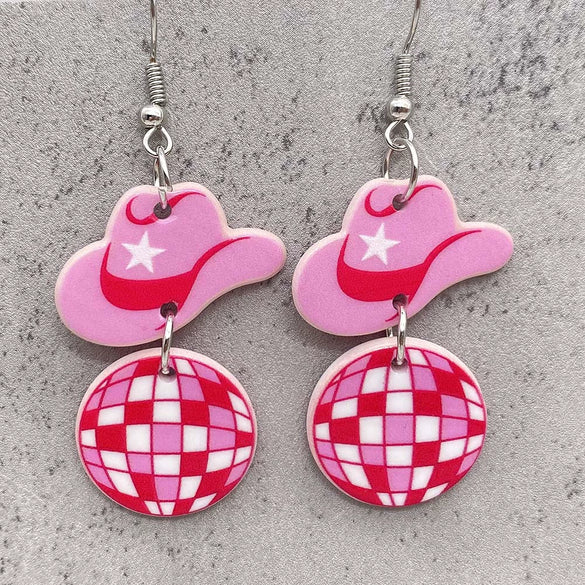Acrylic Handmade Western Cowboy Style Women's Earrings With Cartoon Characters Leaves U Shaped Geometric Patterns