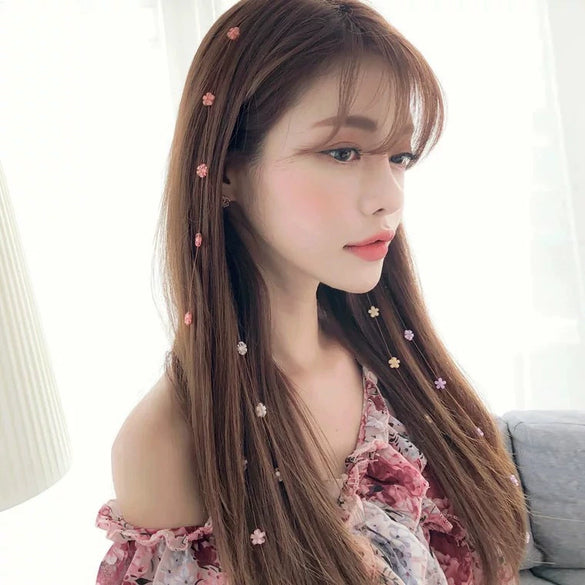 Acrylic Handmade Women's Small Flash Diamond Invisible Flower Braided Hair Plate Hair Bangs Ponytail Bb Clip