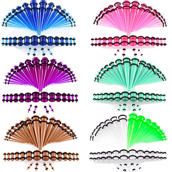 Acrylic Hiphop Geometric Ear Expander Earrings Piercing Jewelry Set