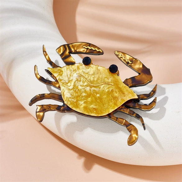 Acrylic Jewelry Accessories Clothing Decoration Brooch With Simulation Cartoon Marine Animal Crab Pattern And Printing Process For Women