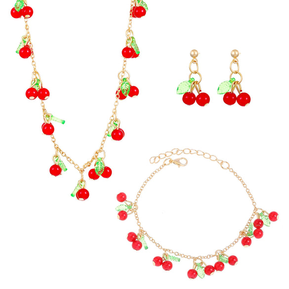Acrylic Jewelry Threepiece Set With Plants Flowers Pattern Handmade For Women
