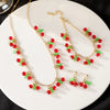 Acrylic Jewelry Threepiece Set With Plants Flowers Pattern Handmade For Women