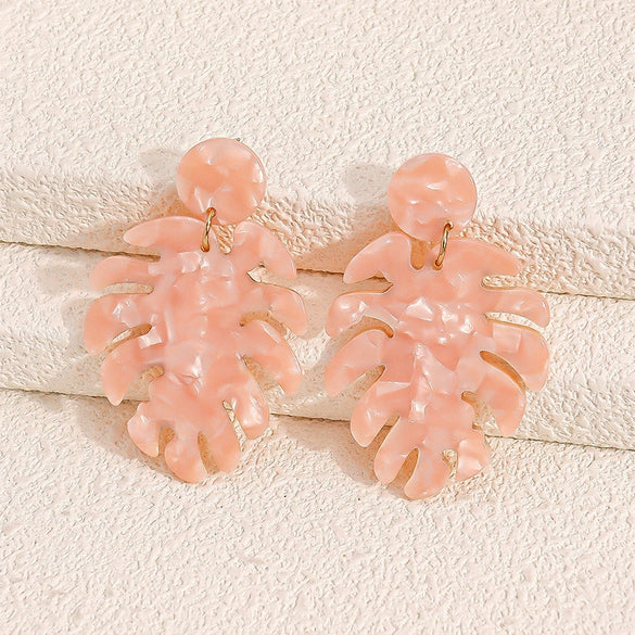 Acrylic Leaf Hoop Earrings Set With Hanging Leaf Details Versatile Botanical Style Jewelry For Women And Unisex Wear