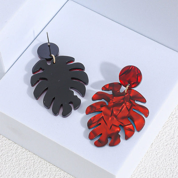 Acrylic Leaf Statement Hoop Earrings With Exquisite Craftsmanship Botanical Design Jewelry For Women And Unisex Wear