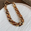 Acrylic Leopard Print Geometric Ringlinked Earrings Necklace Bracelet Set With Electroplating For Women