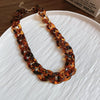 Acrylic Leopard Print Geometric Ringlinked Earrings Necklace Bracelet Set With Electroplating For Women