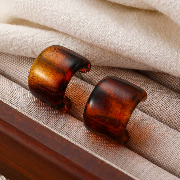 Acrylic Leopard Print Heart And Drop Shape Painted Women's Earrings Retro Style