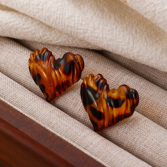 Acrylic Leopard Print Heart And Drop Shape Painted Women's Earrings Retro Style