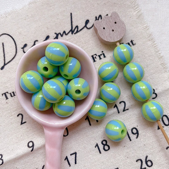 Acrylic Loose Beads Heart Star Shaped Colorful Striped Diy Handmade Mobile Phone Chain Accessories