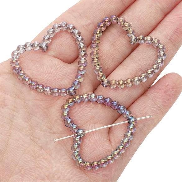 Acrylic Loose Beads Hollow Love Shape Handmade Minimalist Style Diy Bracelet And Necklace Material