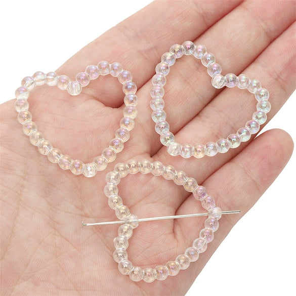 Acrylic Loose Beads Hollow Love Shape Handmade Minimalist Style Diy Bracelet And Necklace Material