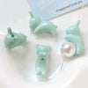 Acrylic Loose Beads Jewelry Accessories With Line Pattern Handmade By Baking Varnish Bunny And Jelly Bean Shaped