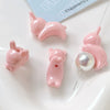 Acrylic Loose Beads Jewelry Accessories With Line Pattern Handmade By Baking Varnish Bunny And Jelly Bean Shaped