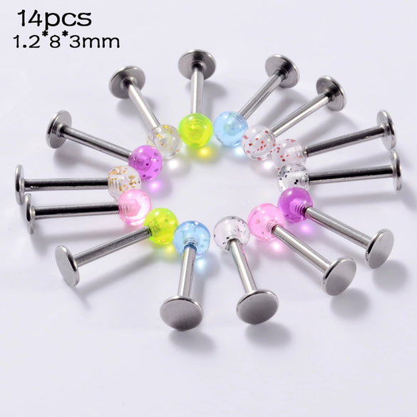 Acrylic Luminous Tongue Piercing Nail Set Round Fantasy Crack Ball Navel Ring Horseshoe Ring Nose Ring